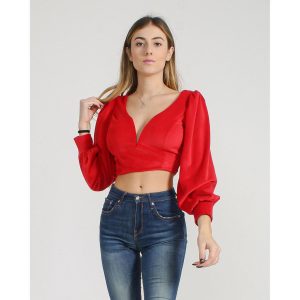 Top in velluto rosso
