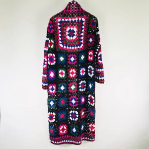 Long multicolor crochet cardigan