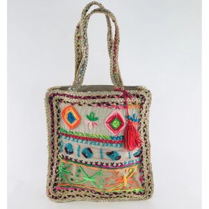 Ethnic rope bag with colored details